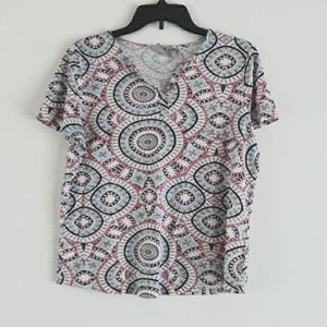 Chico's  V neck  Medallion Printed Tee Shirt #1295